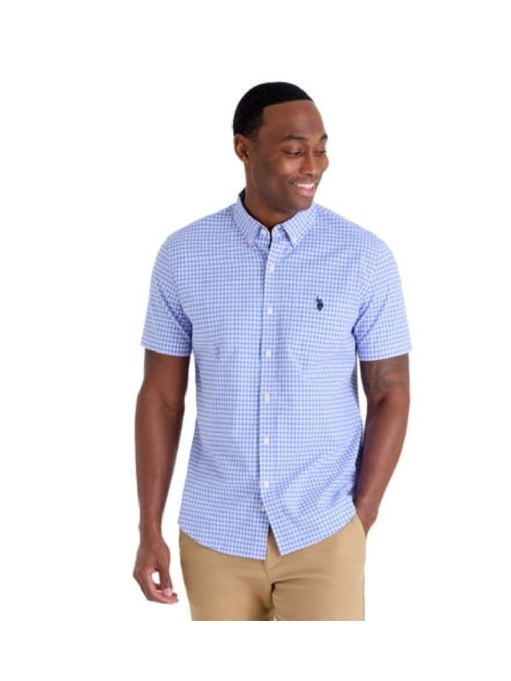 U.S. Polo Assn. Light Blue Gingham Short-Sleeve‎ Button-Down Shirt